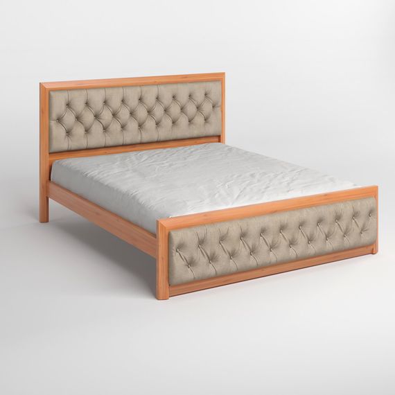 Двоспальне дерев'яне ліжко Mebigrand Барселона Б3 Яблуня/Аляска 23 (Бежевий) 180х200 см (MBG-12815) | Зображення 1