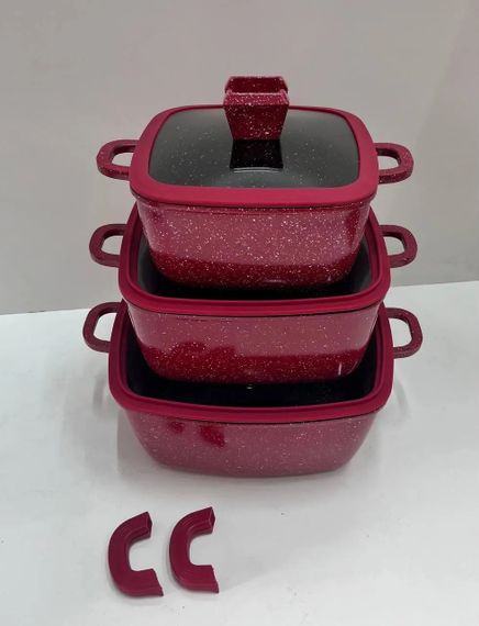 Набір каструль з антипригарним покриттям XPRO HK-323 червона (41923-HK-323 КРАСНЫЕ_1940) | Зображення 2
