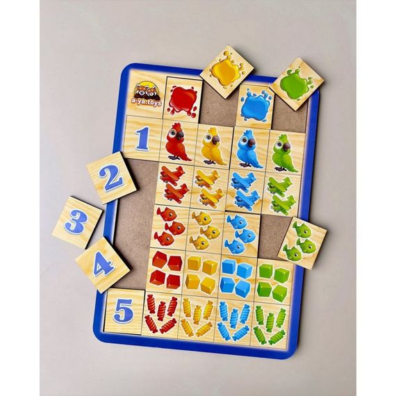 Деревянный пазл-сортер "Сравни и подбери" Ubumblebees (ПСФ108) PSF108 цвет и счет | Зображення 1