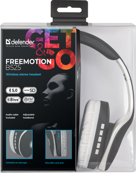 Навушники Defender FreeMotion B525 Bluetooth Gray-White (63527) | Зображення 5