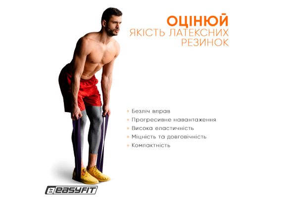 Гумова петля-еспандер Easyfit Origin 15-45 кг гумка для підтягувань, фітнесу та тренувань Фіолетова (EF-2654-4) | Зображення 2