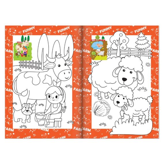 Книжка розмальовка "На фермі" РМ-48-45 с цветными подсказками | Зображення 1