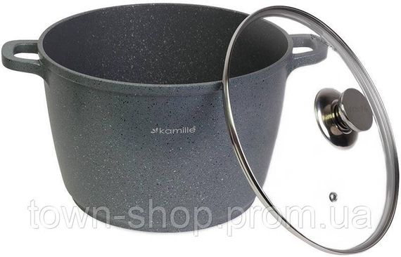 Кастрюля Kamille Landes Grey 6.2л с литыми алюминиевыми ручками KM-4427 | Зображення 1