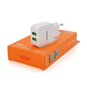 СЗУ AC100-240V KAKUSIGA KSC-408 OUQI, 2xUSB, 2.4A, White, Box