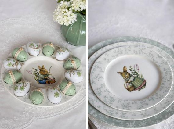 Набір 6 тарілок порцелянових "Floral Green. Великодній Кролик" Ø19см | Зображення 3