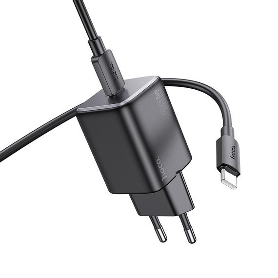 СЗУ Hoco N40 Mighty PD20W (1USB-C) + кабель Type-C to Type-C Black | Зображення 3