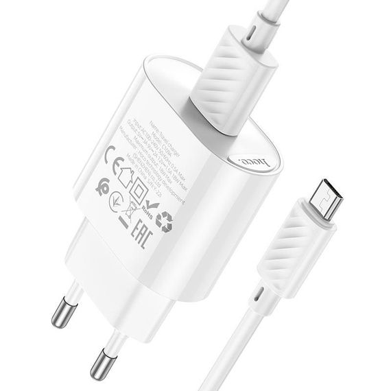 Набір СЗУ 110-240V HOCO C109A 1xUSB+кабель Micro, 3.0A, кабель 1м | Зображення 7