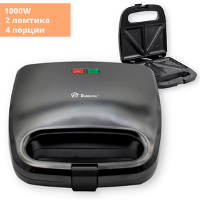 Сендвічниця (бутербродниця) на 4 порції з антипригарним покриттям Domotec MS-7777 чорна 1000W (MS 7777_2435)
