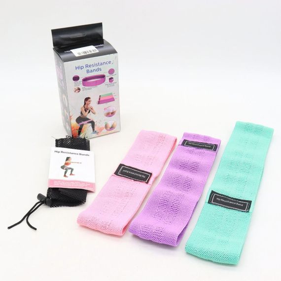 Набір тканинних резинок для фітнесу 3 шт, з мішечком / Фітнес гумки для тренувань | Зображення 9