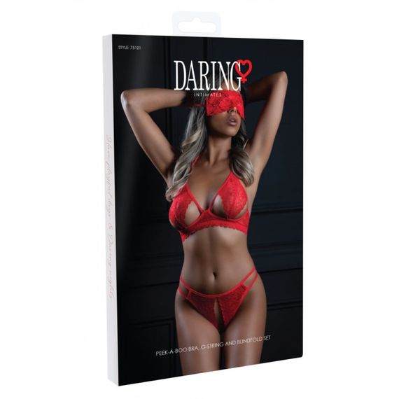 Комплект з відкритим доступом та маскою Daring Intimates, червоний, S/M | Зображення 4