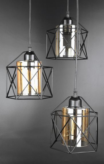 Люстра підвісна LOFT на 3 лампочки 25977 Чорний 30-95х47х47 см. | Зображення 1