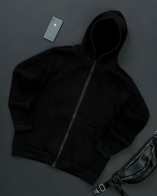 Зип-кофта зимняя чёрный S L