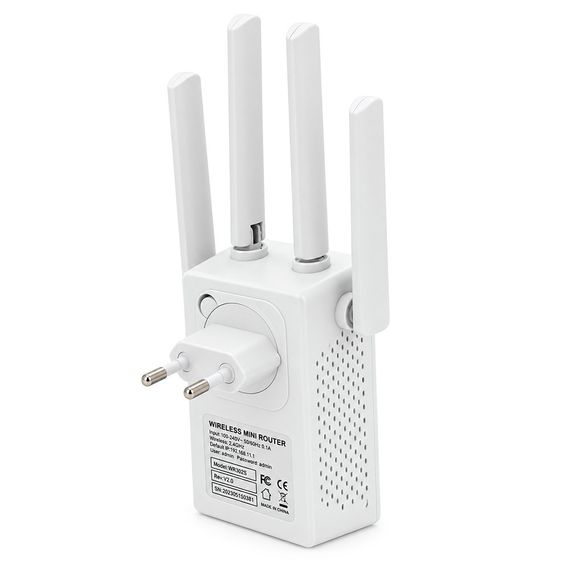Підсилювач WiFi сигналу з 4-ма антенами LV-WR02EQ, живлення 220V, 300Mbps | Зображення 1