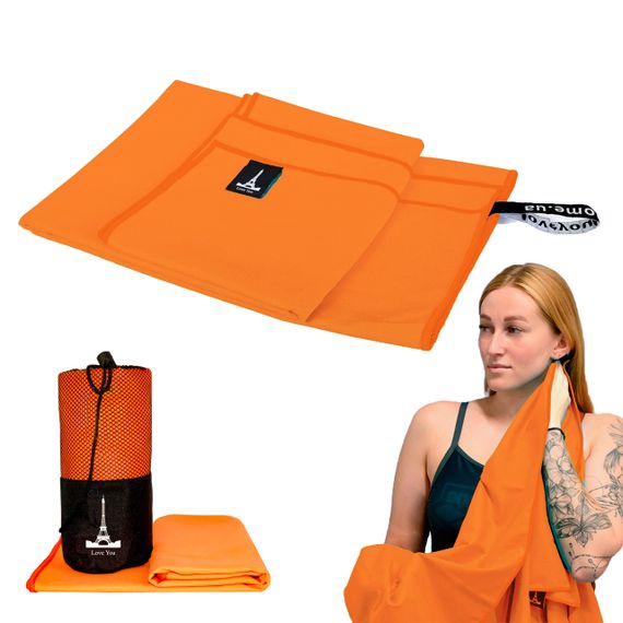 Спортивное полотенце Love You 70х140 из микрофибры Оранжевое