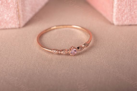 Кольцо из красного золота с розовым фианитом 20.5 | Зображення 1