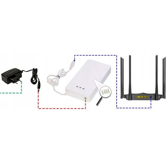 Адаптер резервного живлення для роутера 12В + 4 акумулятори АА, BBU15-DT / Міні упс / Повербанк для роутера | Зображення 4