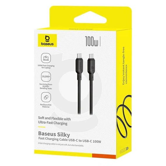Дата кабель Baseus Silky Series OS Fast Charging Type-C to Type-C 100W (1m) (P10377704) Cluster Black | Зображення 3