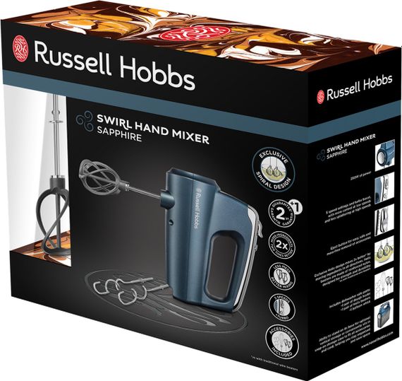 Миксер Russell Hobbs 25893-56 Sapphire, 350 Вт, 5 наст.скорости, режим turbo, футляр, сапфировый (25893-56) | Зображення 6