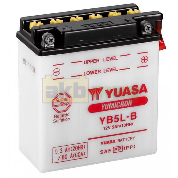 Аккумулятор МОТО Yuasa 12V 5,3Ah YuMicron Battery YB5L-B(сухозаряжений)