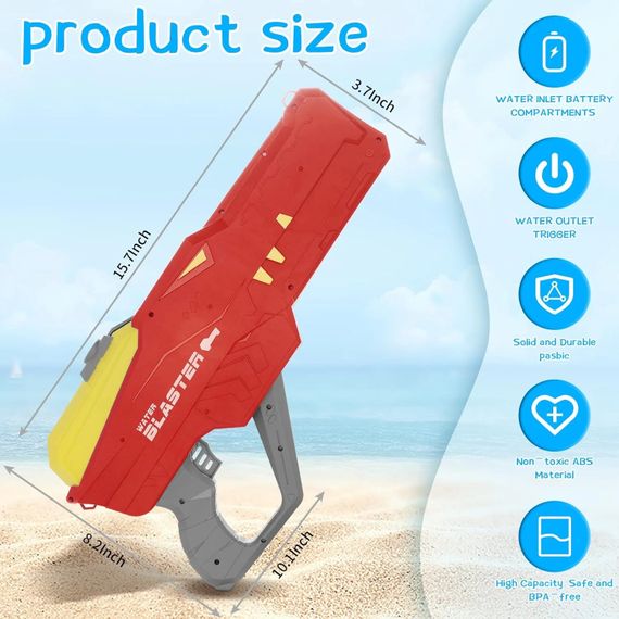 Водяной пистолет детский «Крокодил» Water Gun • Аккумуляторный водный бластер с автоматическим набором воды для летних игр | Зображення 5