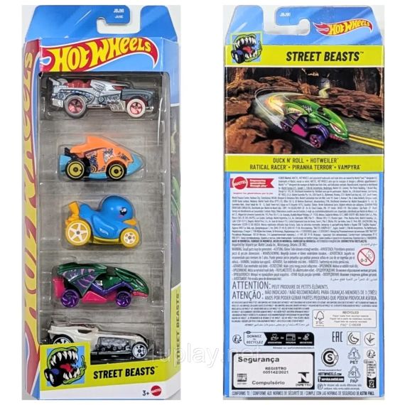 Hot Wheels Street Beasts Набір із 5-ти машинок Хот Вілс Вуличні чудовиська | Зображення 3