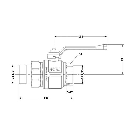 Кран кульовий "Американка" Icma 1 1/2" прямий №347 | Зображення 1