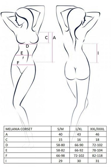 Корсет с пажами Passion MELANIA CORSET XXL/XXXL, black, трусики, полупрозрачный sexstyle | Зображення 4