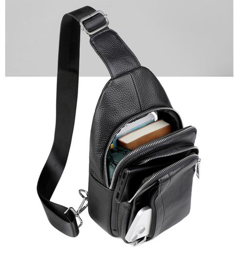 Мужской кожаный слинг на одно плечо сумка кросс боди TIDING BAG A25F-3204-1A | Зображення 5