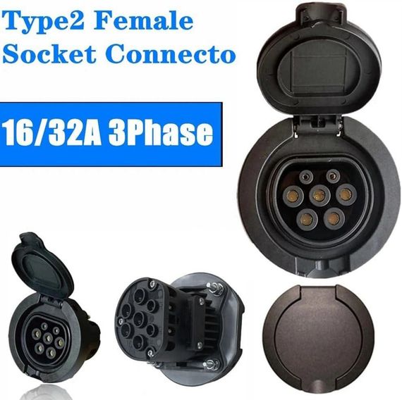 Розетка для зарядки электромобилей типа 2, EV разъем для зарядки Type 2, 32A IEC 62196-2 3 фазы переменный ток | Зображення 4