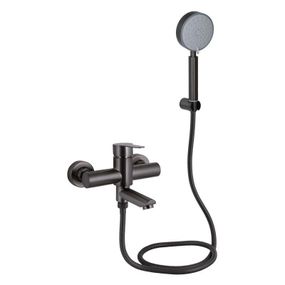 Змішувач для ванни Brinex Pure 006 з поворотним виливом (з душовим гарнітуром) Graphite BRIPUR006GRP