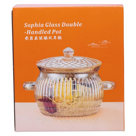 Скляна каструля прозора з кришкою 2 (л) жаростійка HP-33-1 | Зображення 3