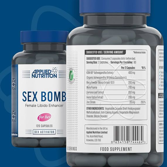 Комплекс для поддержки женского либидо Applied Nutrition SEX BOMB FEMALE LIBIDO ENHANCER 120 caps | Зображення 1