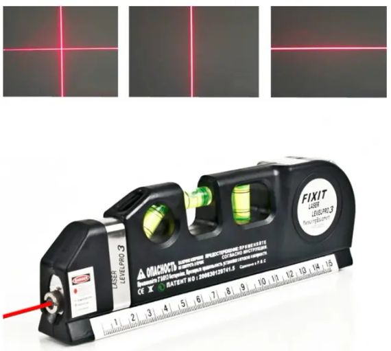 Лазерний рівень із вбудованою рулеткою FIXIT Laser Level Pro 3 4в1 рулетка лінійка | Зображення 6