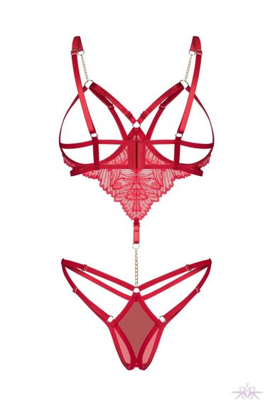 Боді Obsessive Matildea crotchless teddy S/M, Червоний, L/XL | Зображення 2