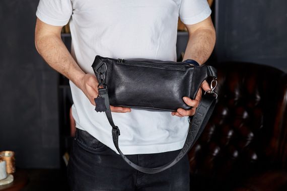 Стильна чоловіча бананка із натуральної гладкої шкіри NM-50358 | Зображення 4