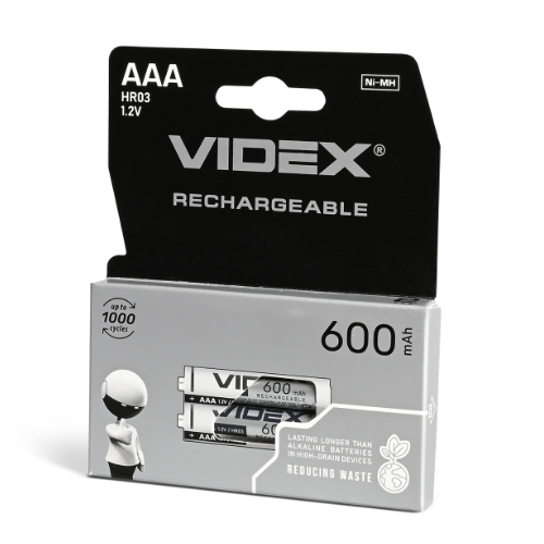 Акумулятор AAA/HR03 NiMh 1,2V 600 mAh (бл-2шт) Videx