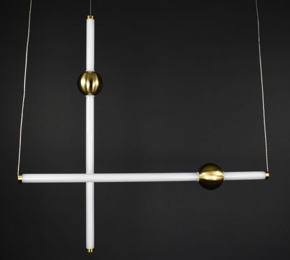 Люстра світлодіодна підвісна LED світильник для квартири на стелю лед 27159 Латунь 100-220х10х10 см. | Зображення 4