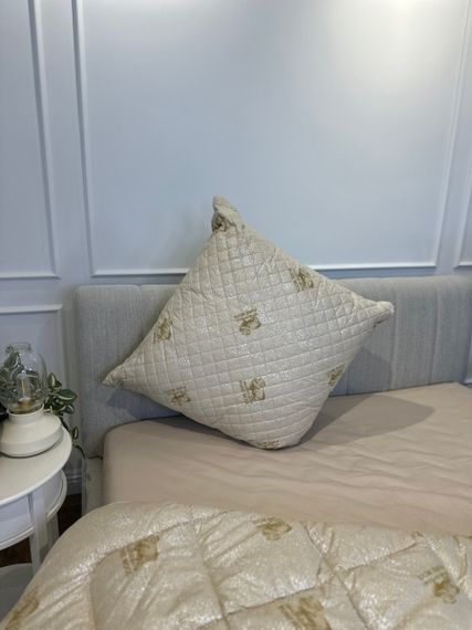 Подушка стеганая из эко овчины Leri Max Pure Wool 21506 50х50 см бежевая | Зображення 5