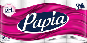 Туалетная бумага Papia трехслойная белая 16 рулонов