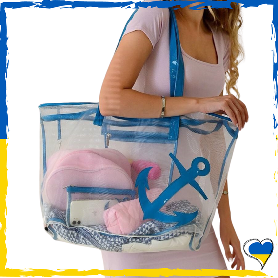 Сумка пляжна жіноча прозора блакитна. Сумка пляжна вмістка