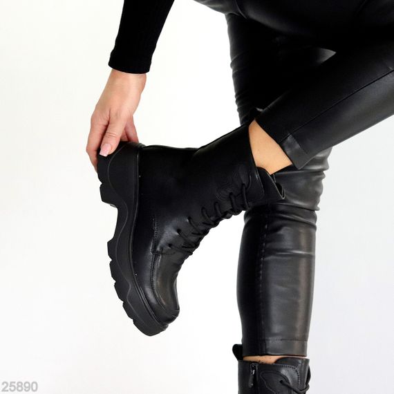 Черные зимние высокие ботинки натуральная кожа доступная цена | Зображення 7