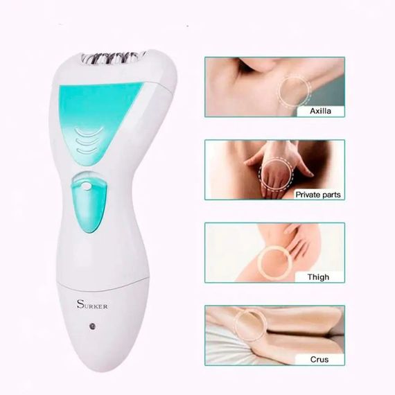 Епілятор Gemei GM-7006 4в1 - Професійний бездротовий епілятор бритва з насадками триммер + пемза | Зображення 5