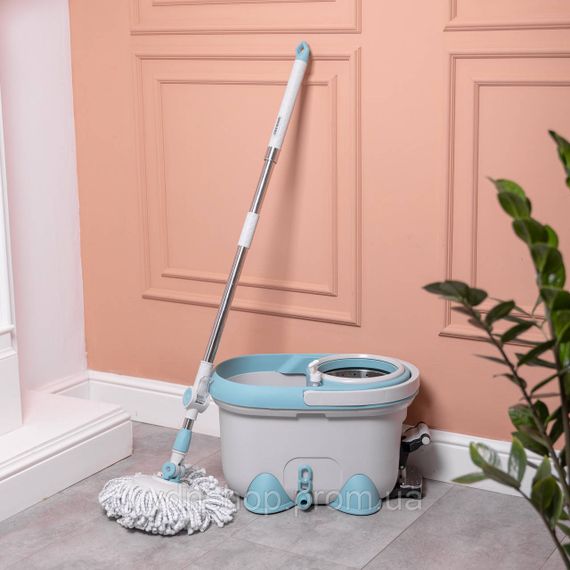Комплект швабра з відром і віджимом, телескопічна ручка, мікрофібра для підлоги, набір для прибирання HP-35015-1