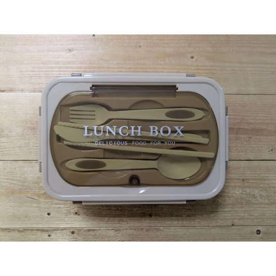 Контейнер герметичний для їжі Lunch box, Ланч Бокс із поліпропілену для їжі з приладами та кришкою | Зображення 5
