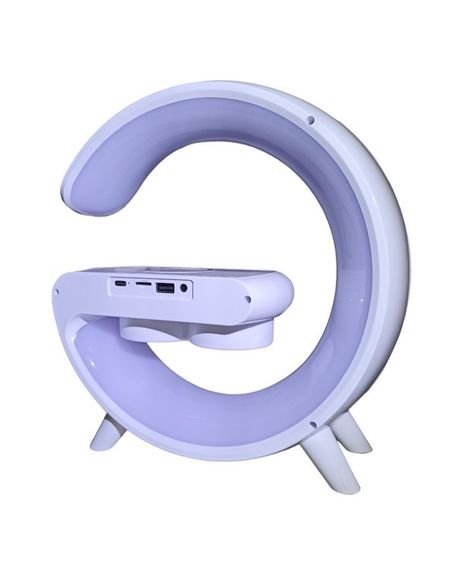 Настольная лампа-ночник Led Wireless Charging Speaker Google G11 (8527) 15W  беспроводная с колонкой, радио, будильником и беспроводной зарядкой White | Зображення 7