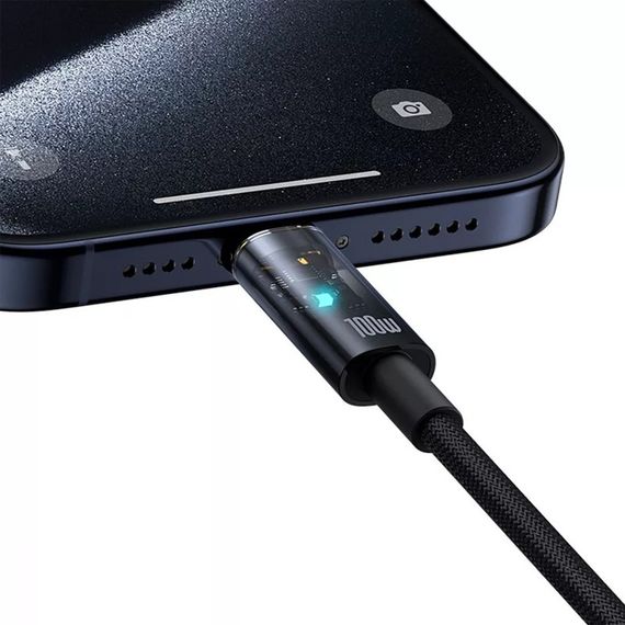 Дата кабель Baseus Explorer with Auto Shutdown Type-C to Type-C 100W (1m) (P103197031) Cluster Black | Зображення 4