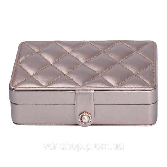 Скринька для прикрас з еко шкіри 16×11×4.7 см органайзер для ювелірних виробів HP-5-30GOLD | Зображення 1