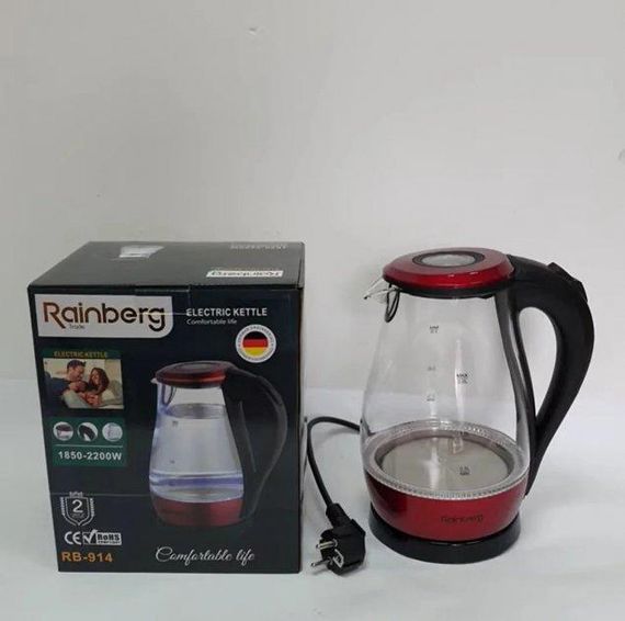 Електричний чайник Rainberg RB-914 скляний 2 л 1850 Вт | Зображення 2