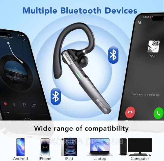 Hendari G3 Bluetooth V5.3, беспроводная гарнитура Bluetooth, блютуз, беспроводная гарнитура с микрофоном с шумоподавлением. | Зображення 3