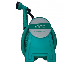 Шланг поливочный 15 м с катушкой и распылителем с 7 режимами Helen Garden Tools растягивающийся шланг садовый